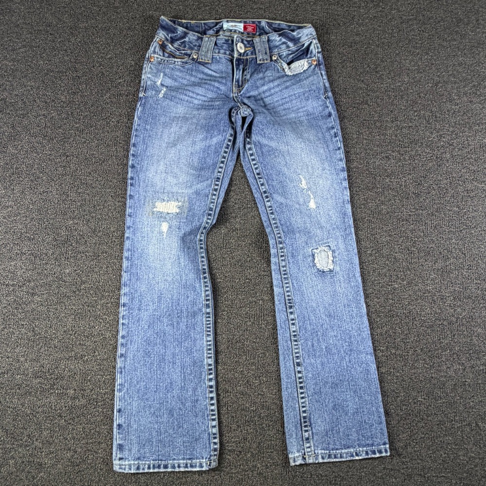 Aeropostale Jeans Womens 0 (28x29) Chelsea Skinny Bootcut Blue Distressed